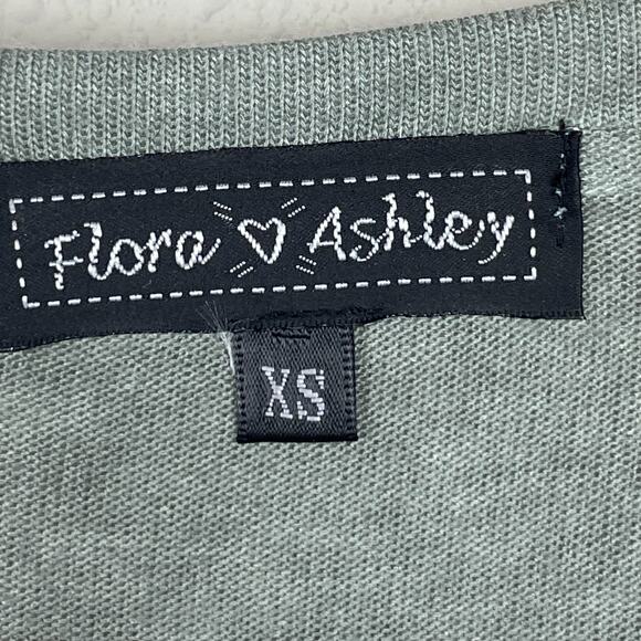 Flora Ashley XS Olive Green Tank Top Painted‎ Trim High Low Mixed Media - Picture 5 of 6